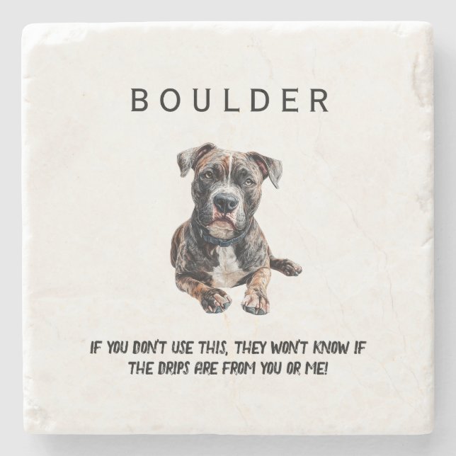 Funny Dog Watercolor Image  Stone Coaster (Front)