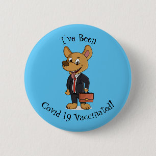Funny dog wearing business suit cartoon 2 inch round button