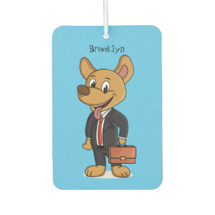 Funny dog wearing business suit cartoon air freshener