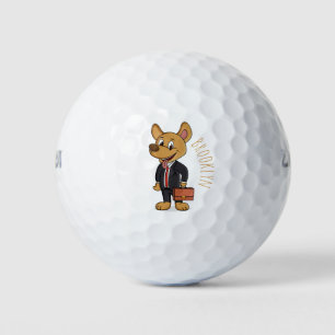 Funny dog wearing business suit cartoon  golf balls