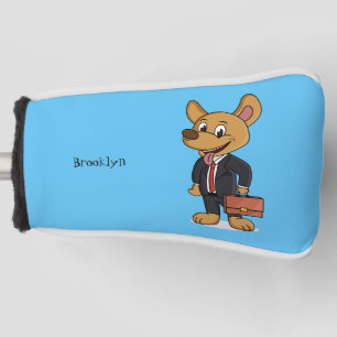 Funny dog wearing business suit cartoon  golf head cover