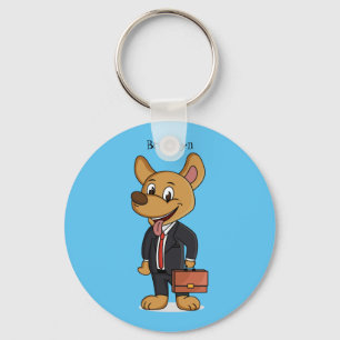 Funny dog wearing business suit cartoon keychain