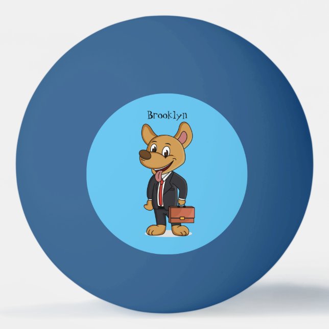 Funny dog wearing business suit cartoon ping pong ball (Front)