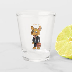 Funny dog wearing business suit cartoon shot glass