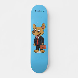 Funny dog wearing business suit cartoon skateboard