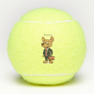 Funny dog wearing business suit cartoon  tennis balls