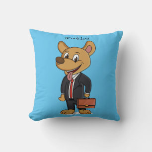 Funny dog wearing business suit cartoon throw pillow