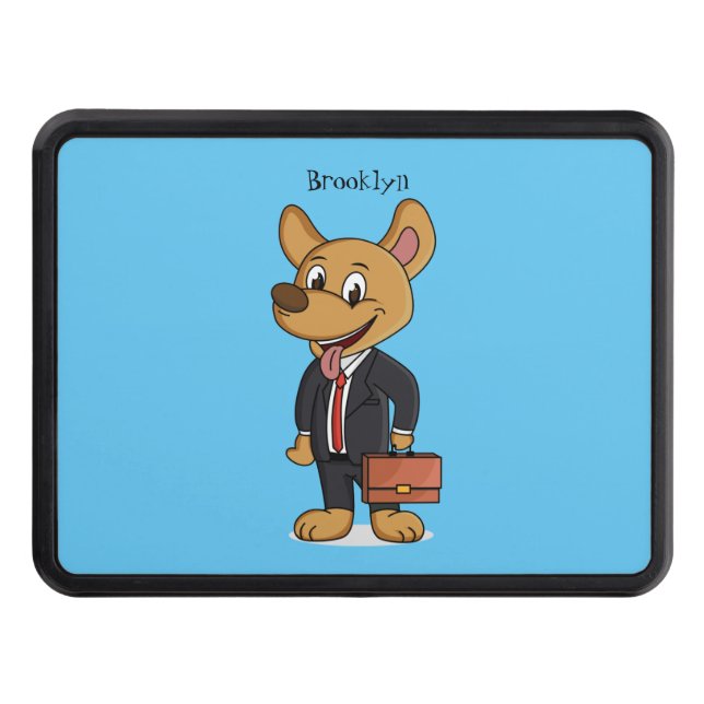 Funny dog wearing business suit cartoon trailer hitch cover (Front)