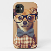 Funny Dog Wearing Glasses and Bowtie
