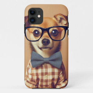Funny Dog Wearing Glasses and Bowtie iPhone 11 Case