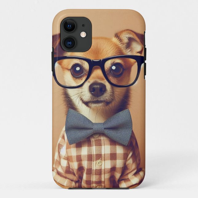 Funny Dog Wearing Glasses and Bowtie Case-Mate iPhone Case (Back)