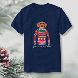 Funny Dog Wearing Glasses, Ugly Christmas Sweater<br><div class="desc">Funny winter holiday shirt featuring a dog wearing red glasses and an "Ugly" Christmas Nordic Sweater.  Actually,  we think he's rather hip!  Personalize with your own custom text or just delete.  Makes a perfect shirt for an Ugly Christmas Sweater party or Holiday shirt for any dog lover.</div>