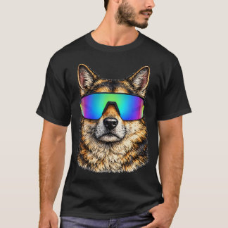 Funny Dog Wearing Rainbow 90S Sunglasses Shades T-Shirt