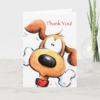 Funny dog with big bone, thank you card