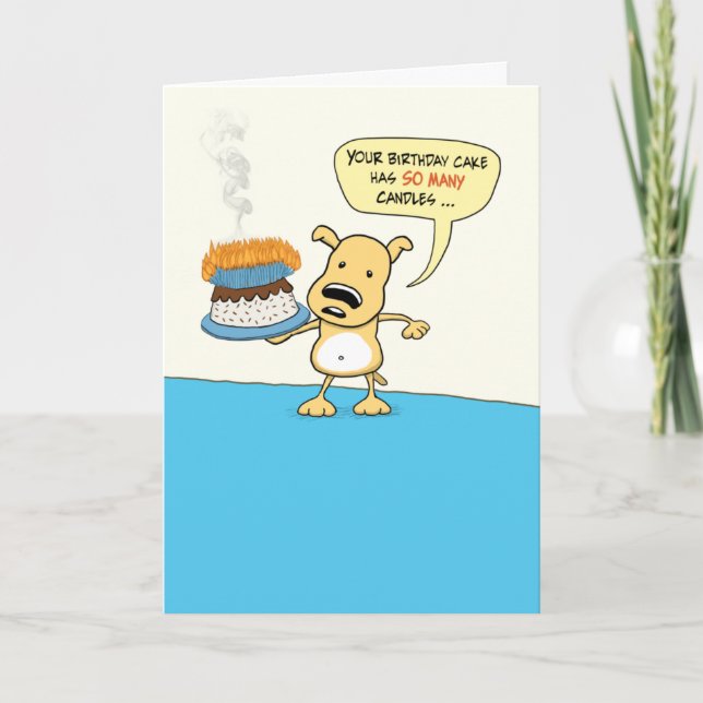 Funny Dog with Birthday Cake Card (Front)