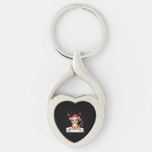 Funny Dog with Christmas Stars for Festive Season  Keychain
