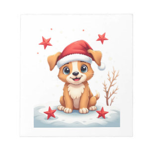 Funny Dog with Christmas Stars for Festive Season Notepad