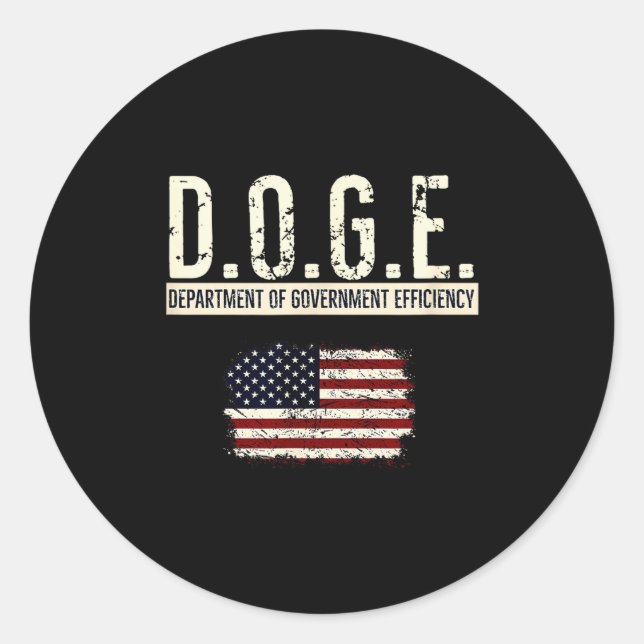 Funny Doge Department Of Government Efficiency Tee Classic Round Sticker (Front)