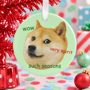 Funny Doge Meme Shiba Inu Such Seasons Wow Ornament