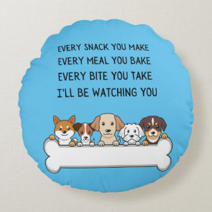 Funny Dogs And Puppies Quote Doodle Round Pillow
