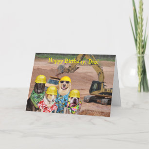 Funny Dogs Customizable Construction Theme Card