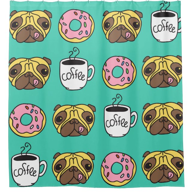 Funny dogs, doughnuts, coffee pattern. (Front)