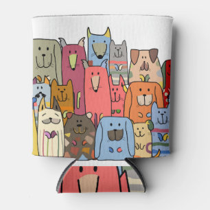 Funny dogs family: seamless pattern. can cooler