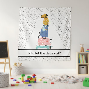 Funny Dogs Kids  Tapestry