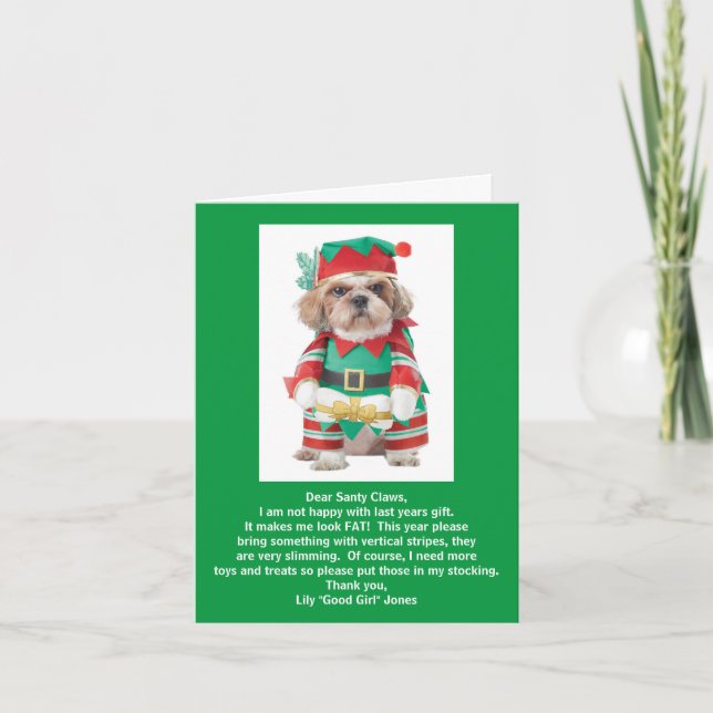 Funny Dog's Letter to Santa Claus Chritmas Card (Front)
