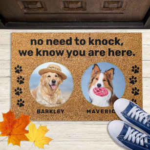 Funny Dogs No Need To Knock Custom 2 Pet Dog Photo Doormat