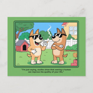 Funny Dogs Owning Human Comic Quote Art Postcard