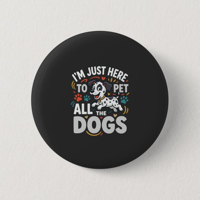 Funny Dogs Pet Lover Vector 2 Inch Round Button (Front)
