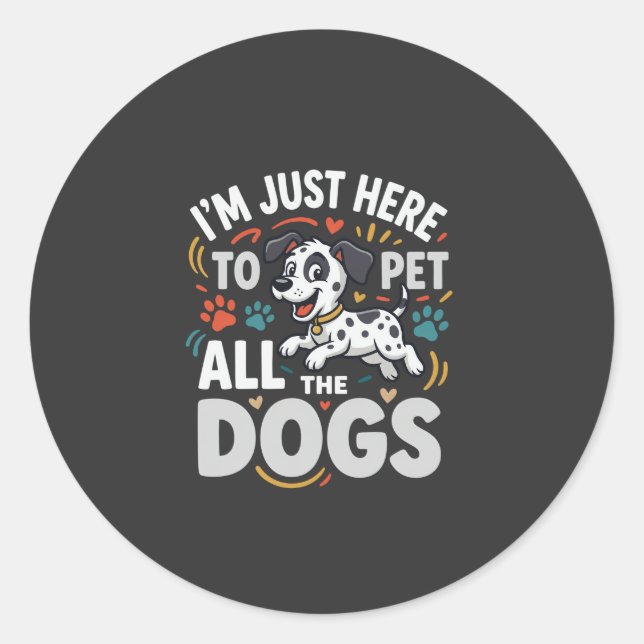 Funny Dogs Pet Lover Vector Classic Round Sticker (Front)