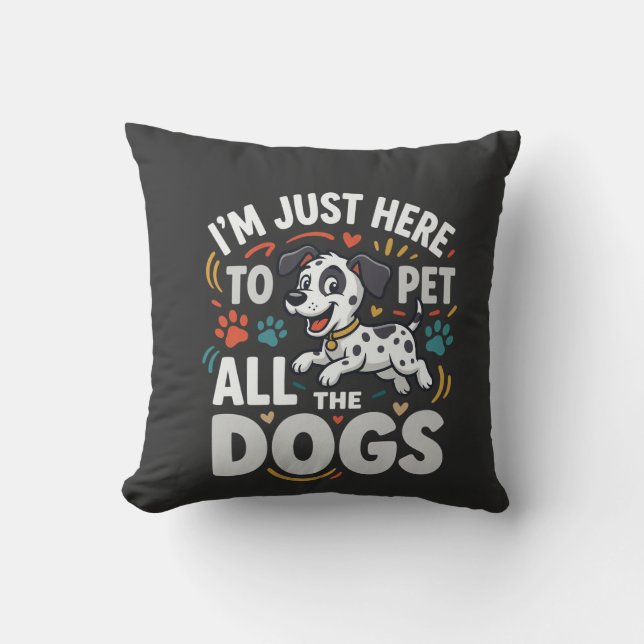 Funny Dogs Pet Lover Vector Throw Pillow (Front)