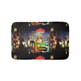 Funny Dogs Playing Poker Bath Mat