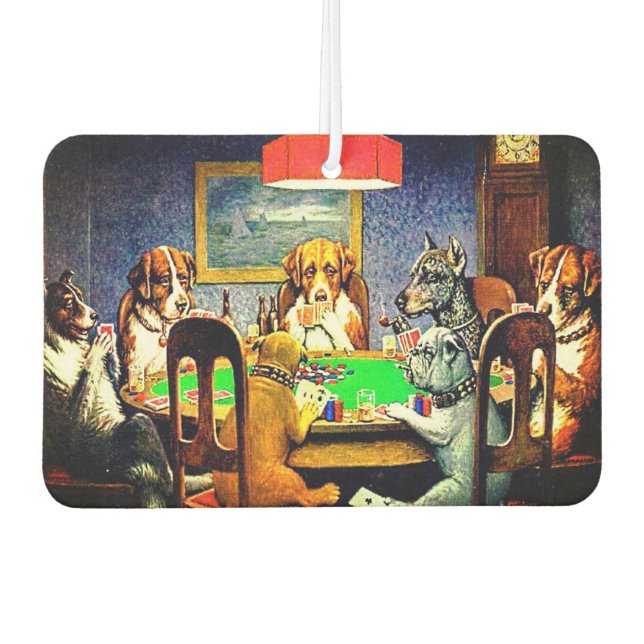 Funny Dogs Playing Poker Car Air Freshener (Front)