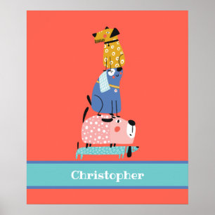 Funny Dogs with Name Kids Poster