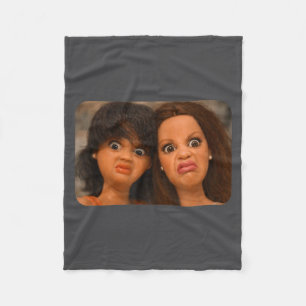 Funny Doll Face Meme Hilarious Disgusting 2 Dolls Fleece Blanket