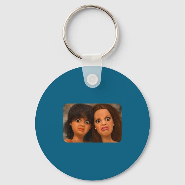 Funny Doll Face Meme Hilarious Disgusting 2 Dolls  Keychain (Front)