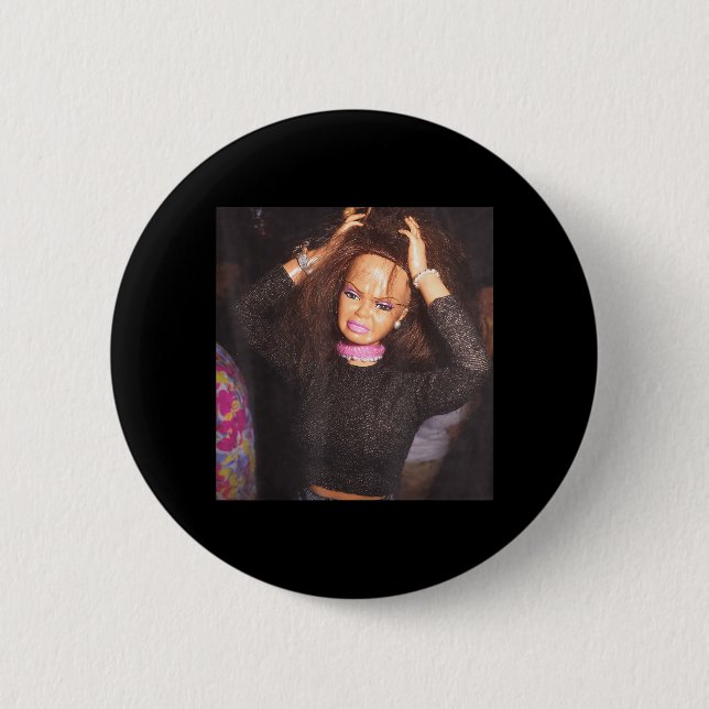 Funny Doll Face Party Meme Disgusting 2 Inch Round Button (Front)