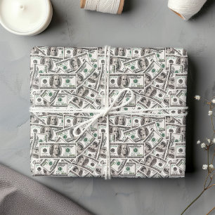 Funny dollar pattern birthday wrapping paper 
