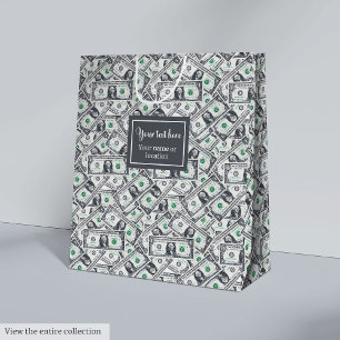 Funny dollar pattern personalized custom gift bag