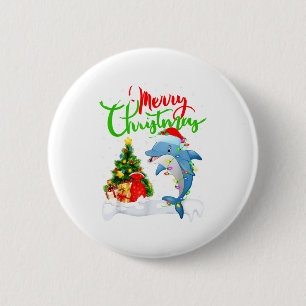 Funny Dolphin Fish Lover Xmas Lighting Dolphin Chr 2 Inch Round Button