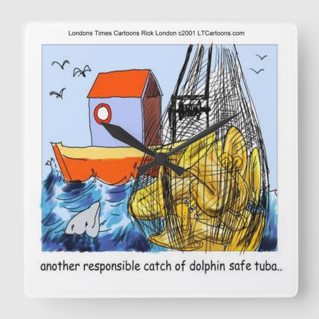 Funny Dolphin-Safe Tuba Wall Clock (Front)