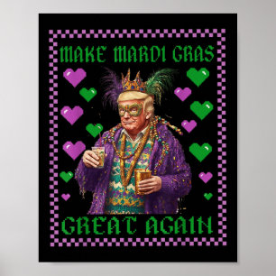 Funny Donald Trump Beads Mardi Gras Festival Fleur Poster