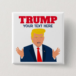 Funny Donald Trump cartoon caricature pinback 2 Inch Square Button