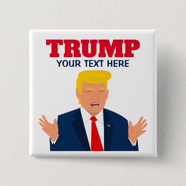 Funny Donald Trump cartoon caricature pinback 2 Inch Square Button (Front)