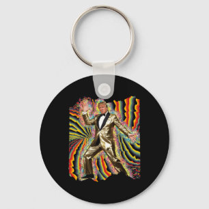 Funny Donald Trump Disco Dancing 60s 70s 80s Presi Keychain