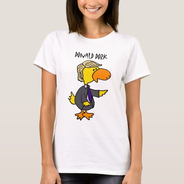 Funny Donald Trump Dork Political Cartoon T-Shirt (Front)