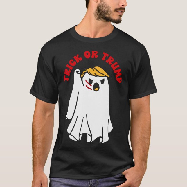 Funny Donald Trump Ghost Fight Fist Trick Or Trump T-Shirt (Front)